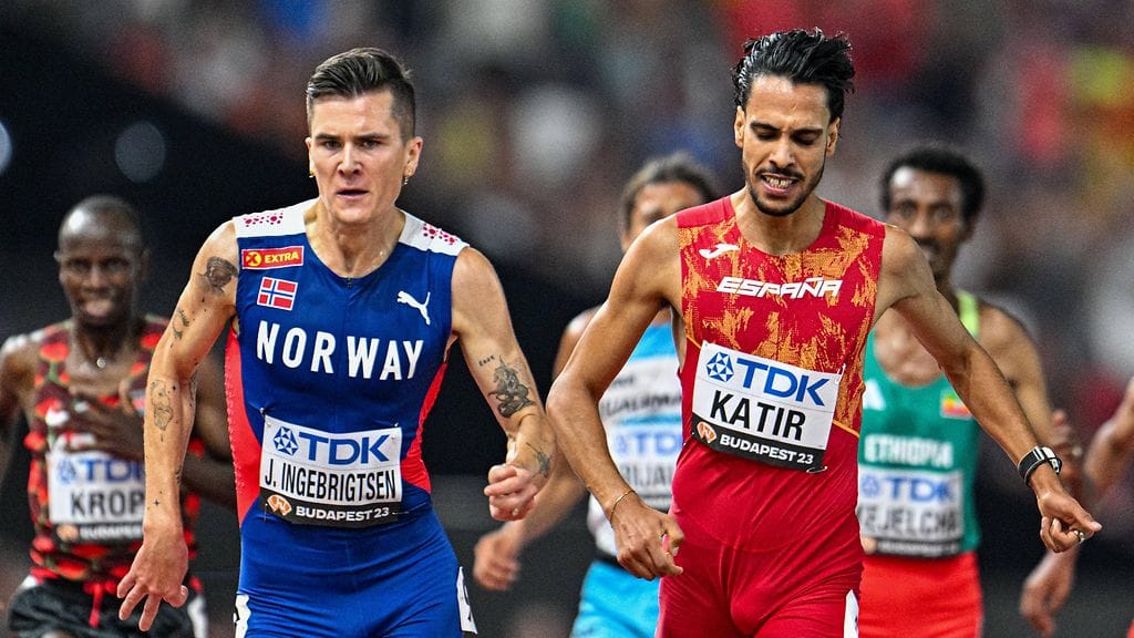 Espanjaa edustava Mohamed Katir taipui vuoden 2023 MM-kisojen 5000 metrin finaalissa täpärästi hopealle. Kultaa vei Norjan Jakob Ingebrigtsen.
