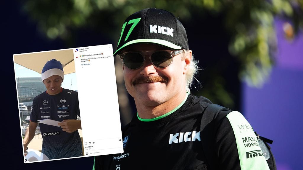 Valtteri Bottas antoi Alex Albonille hävyttömän joulukortin.