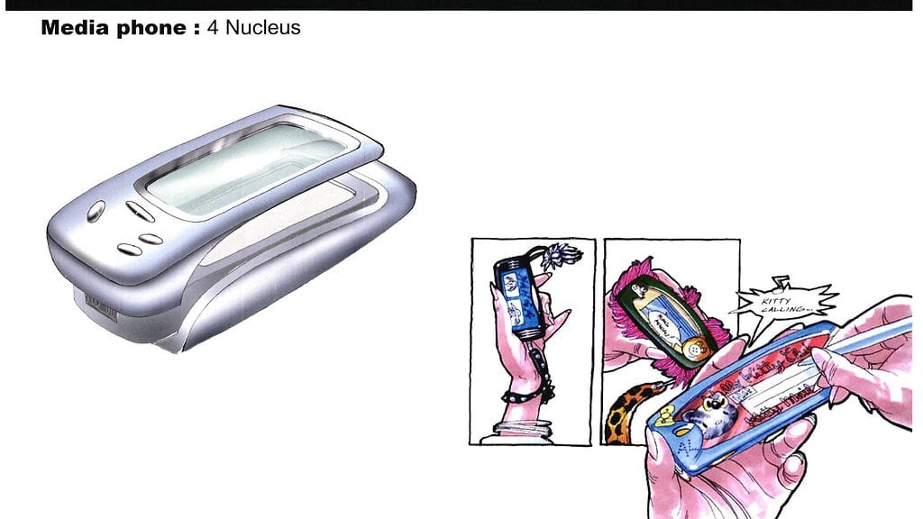 Nucleus -puhelin Wilma Media Phone -presentaatiosta, 1999. Kuva: Nokia Design Archive