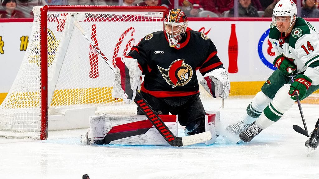 Leevi Meriläinen torjui NHL-kauden kolmannen nollapelinsä Ottawa Senatorsin maalilla.