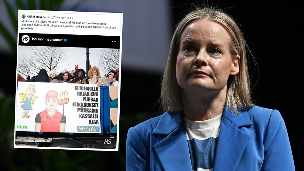 Perussuomalaisten puheenjohtaja ja valtiovarainministeri Riikka Purra hämmästeli lukiolaisten tekemän lakanan sanomaa viestipalvelu X:ssä.