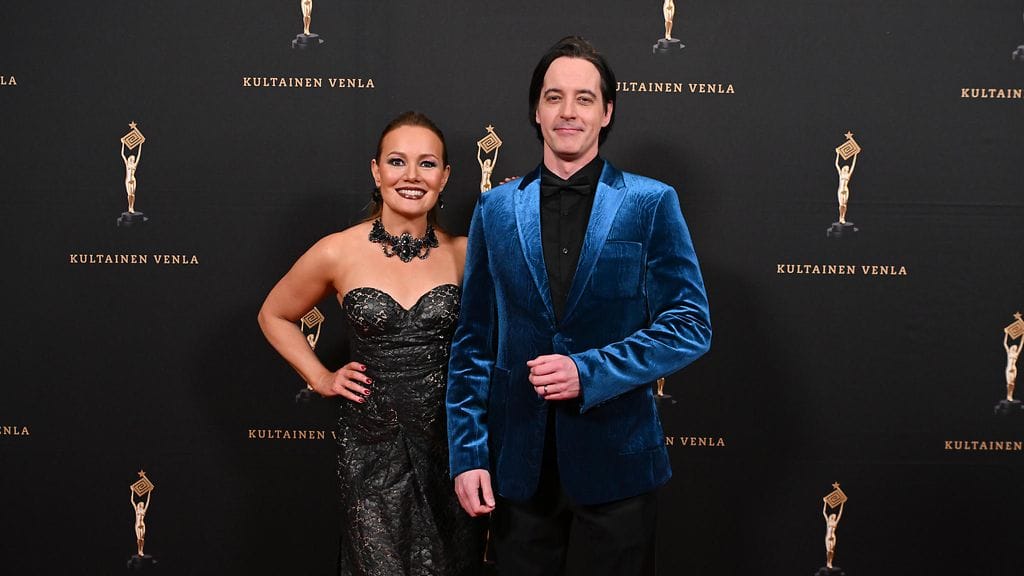 Marja Hintikka ja Ile Uusivuori yhdessä Kultainen Venla -gaalassa alkuvuodesta 2025