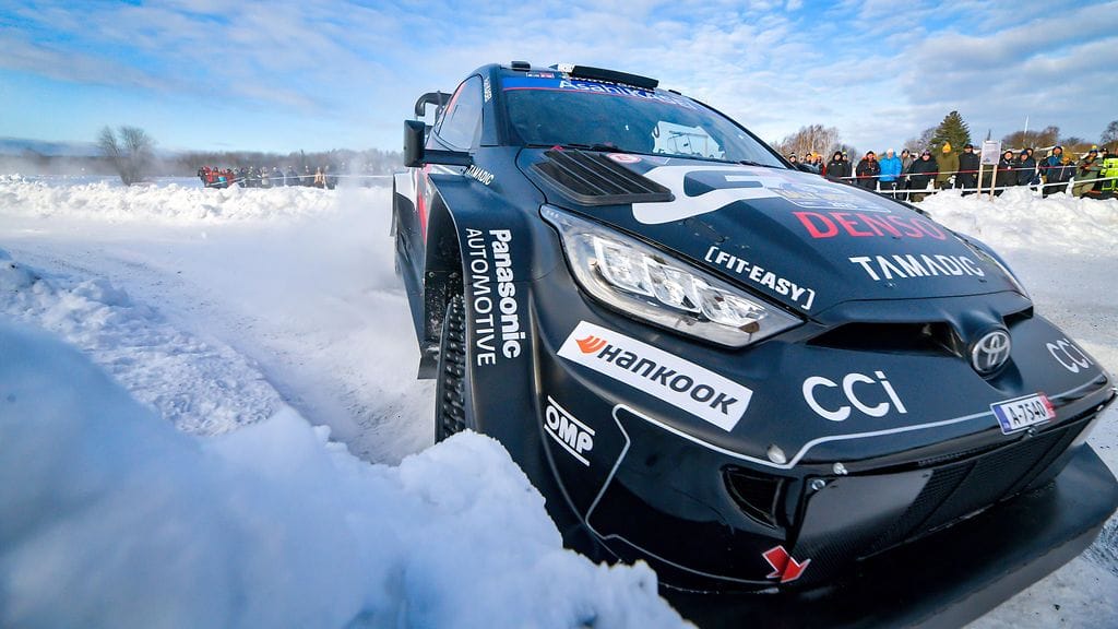 Kalle Rovanperä Ruotsin MM-rallin testierikoiskokeella.