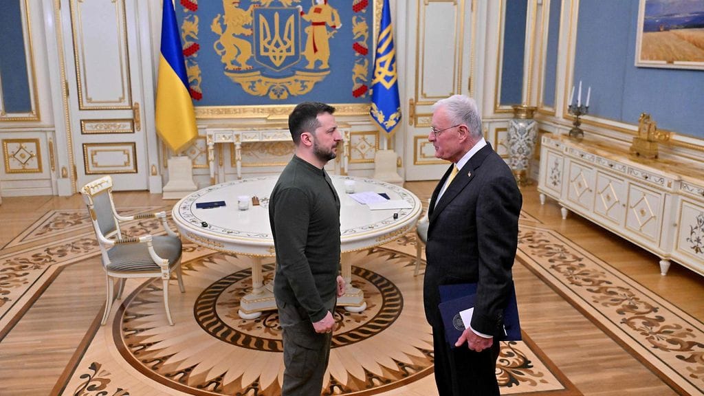 USA:n lähettiläs Keith Kellogg tapasi Ukrainan presidentin Volodymyr Zelenskyin Kiovassa helmikuussa.