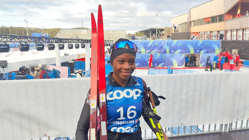 Ashley Tshanda Ongong'a iloitsi hiihdostaan Trondheimin MM-kisoissa.