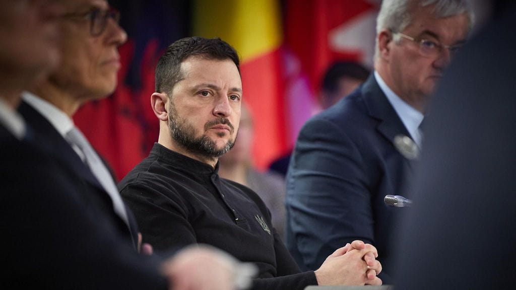 Maailman johtajat kokoontuivat Kiovaan 24. helmikuuta 2025 Venäjän Ukrainan hyökkäyksen kolmannen vuosipäivän kunniaksi. Kuvassa vasemmalla presidentti Alexander Stubb, vieressä Ukrainan presidentti Volodymyr Zelenskyi.