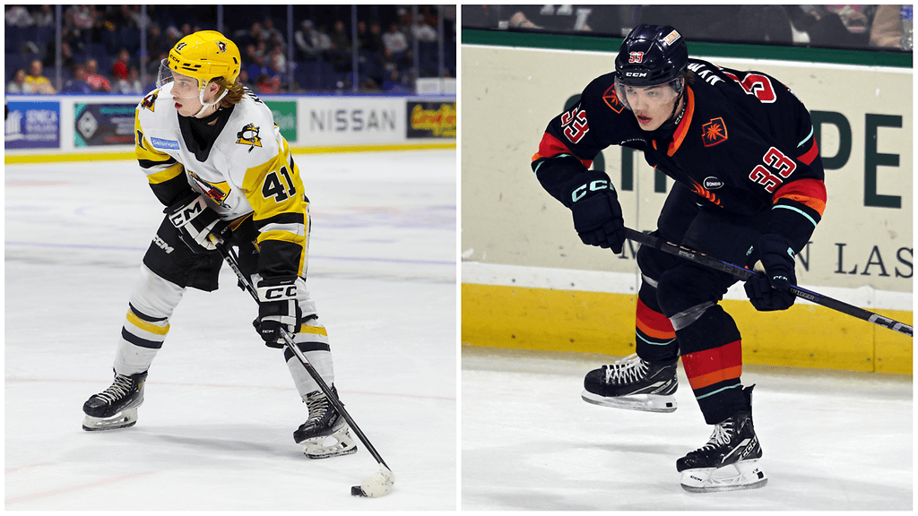 Ville Koivunen (vas.) ja Jani Nyman (oik.) pelaavat hienoa tulokaskautta AHL:ssä.