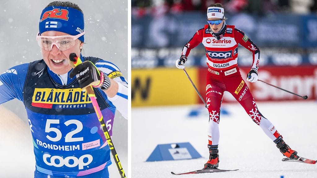 Kerttu Niskanen vie Suomen viestiä toisella osuudella. Norjan Kristin Austgulen joutuu erittäin kovaan paikkaan ankkuriosuudella.