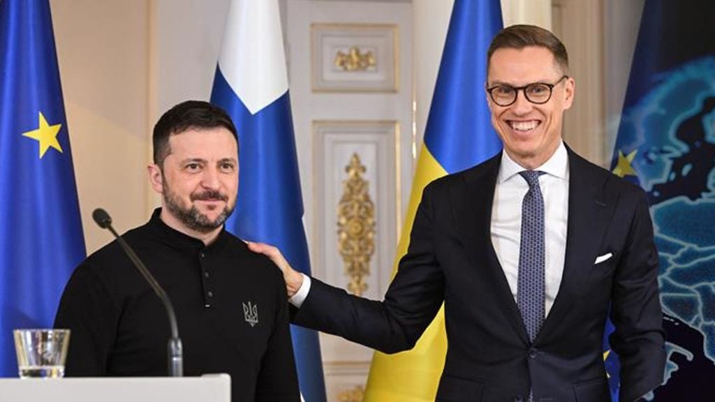 Presidentit Zelenskyi ja Stubb tapasivat maaliskuussa Helsingissä.