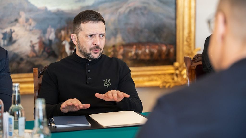 Ukrainan presidentti Volodymyr Zelenskyin Presidentinlinnassa keskiviikkona.