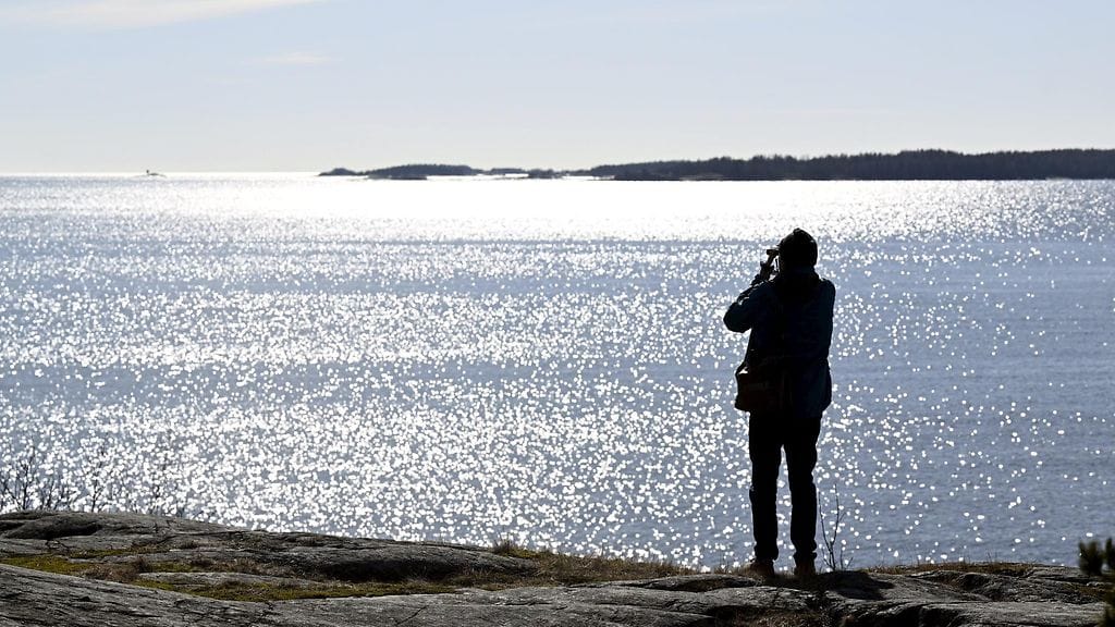 Aurinkoinen kevätpäivä Inkoossa 23. maaliskuuta 2025.
