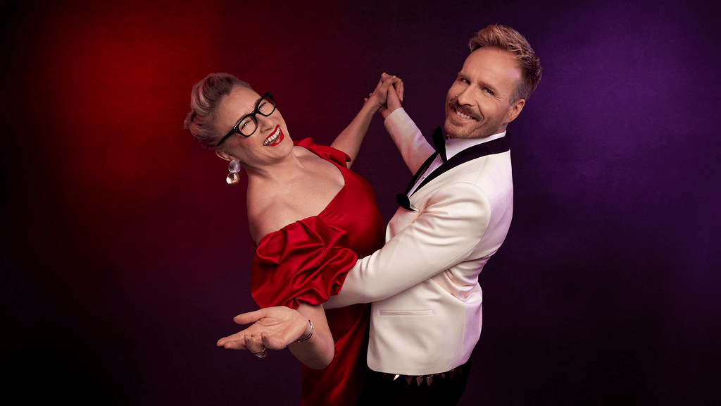 Katja Ståhl ja Mikko Kekäläinen juontavat Tangomarkkinat.