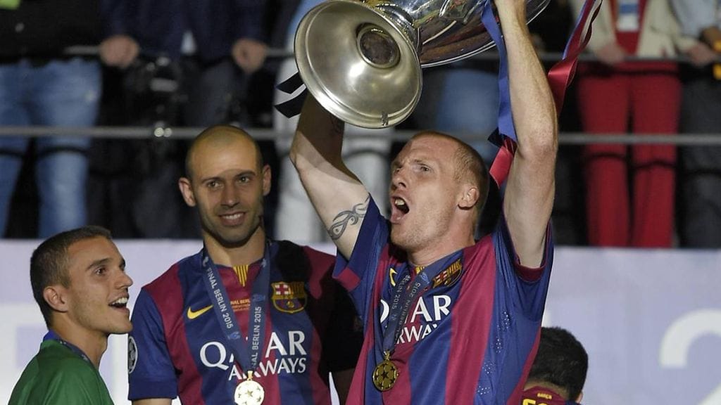 Jeremy Mathieu juhli Mestarien liigan voittoa 2015.