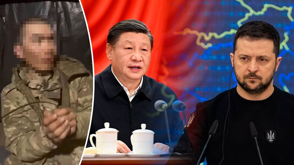 Ukrainan presidentti Volodymyr Zelenskyi (oikealla) vaatii Kiinalta selitystä kiinalaissodasta Ukrainan rintamalla.