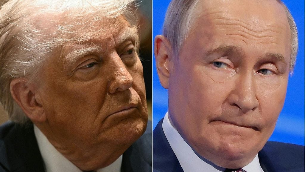 Venäjän presidentti Vladimir Putin ja Yhdysvaltojen presidentti Donald Trump yhdistelmäkuvassa.