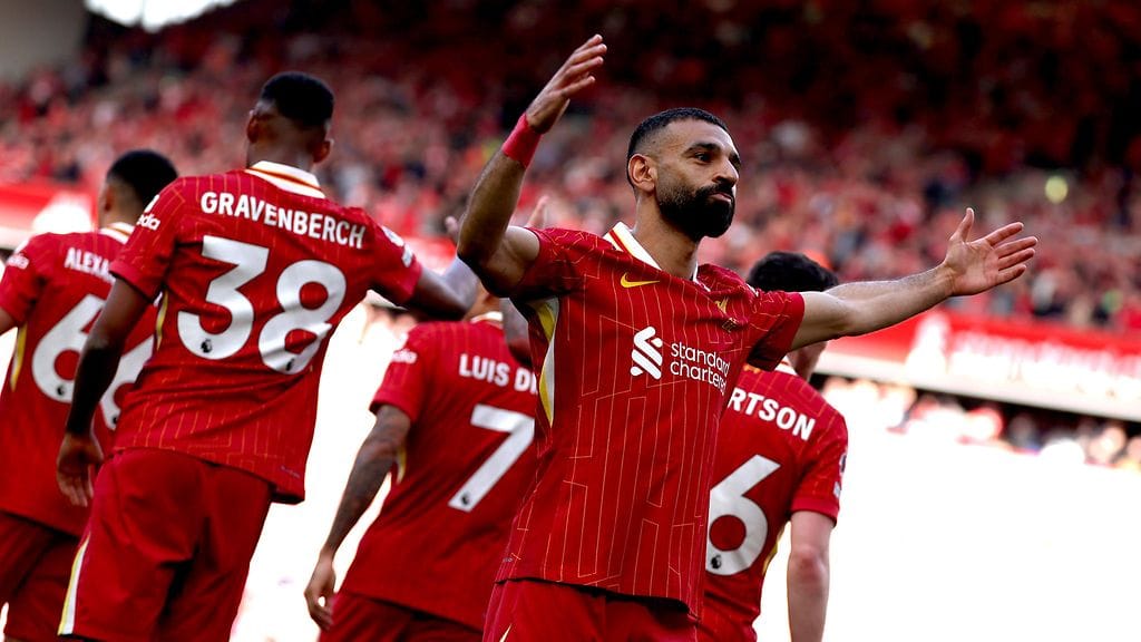 Mohamed Salah maalasi Liverpoolin murskajaisissa.