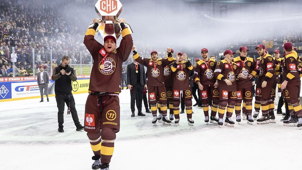 CHL:n mestaruus Geneve-Servetten paidassa helmikuussa 2024.