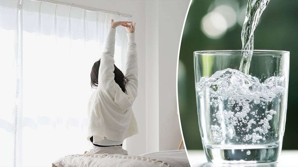 Aamu kannattaa aloittaa juomalla lasillinen tai pari vettä.