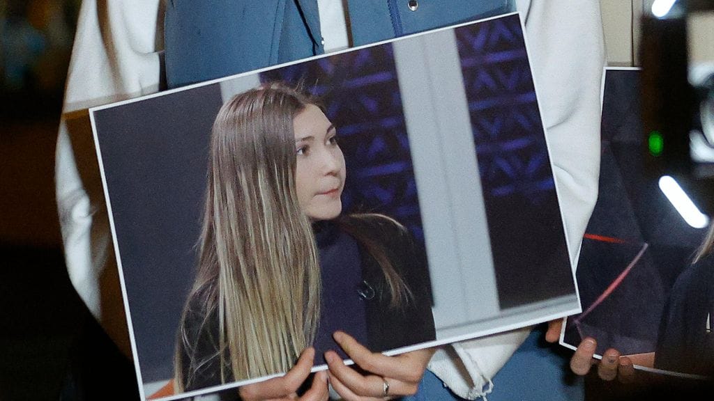 Kuva Victoria Roshchynan muistotilaisuudesta 11. lokakuuta 2024 Kiovasta.