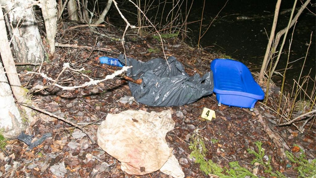 Lammesta löytyi useita jätesäkkiin tiiviisti pakattuja ruumiinosia sekä kloriittipullo, limsapullo,
ja siniseen huiviin kiedottu jätesäkki, sekä pussilakana. Näiden alta vedestä nostettiin pulkka.