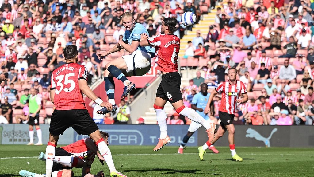 Manchester Cityn Erling Haalandkaan ei pystynyt maalaamaan Southamptonia vastaan.