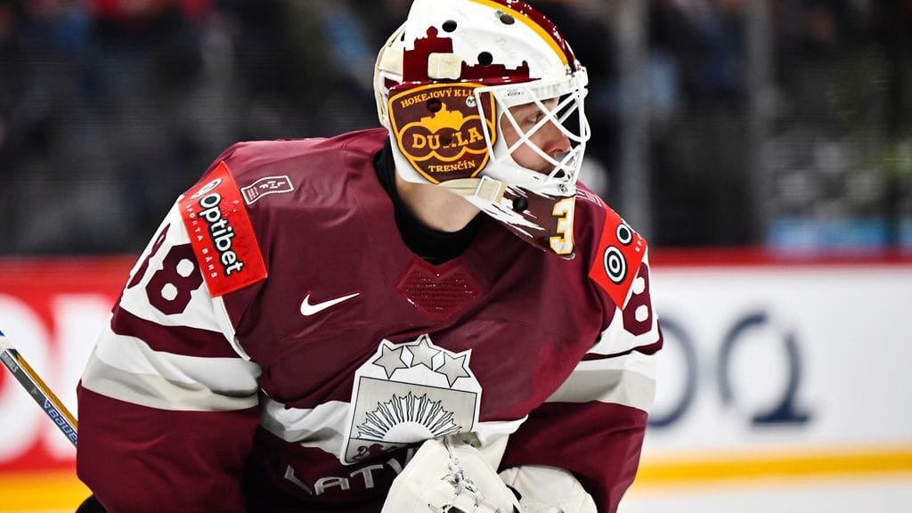 Gustavs Grigals debytoi MM-tasolla Kanada-ottelussa sunnuntaina.