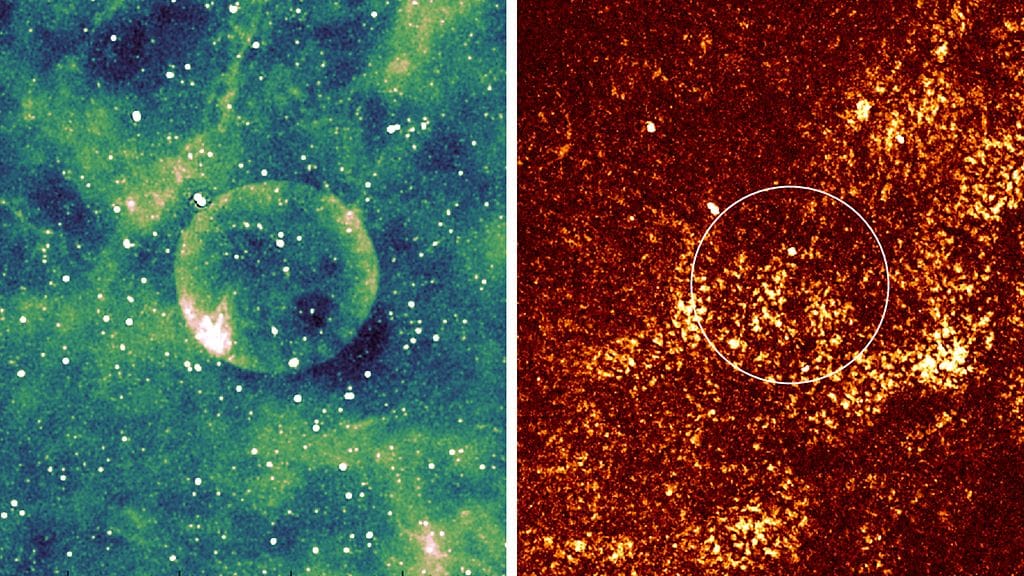 Tutkijoiden löytämä kohde on todennäköisesti laajeneva kaasukupla, joka syntyi supernovan eli tähden räjähdyksen seurauksena.