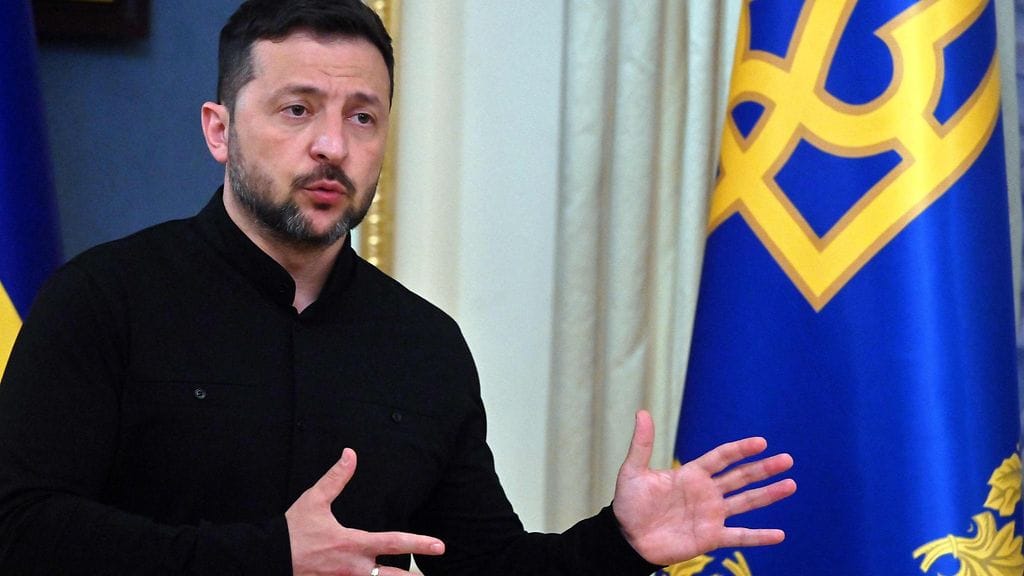 Zelenskyi puhui toimittajille Kiovassa keskiviikkona.