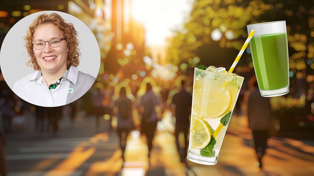 Pyöreässä kuvassa Outokummun apteekin apteekkari ja Apteekkariliiton toinen varapuheenjohtaja Anu Töyräs