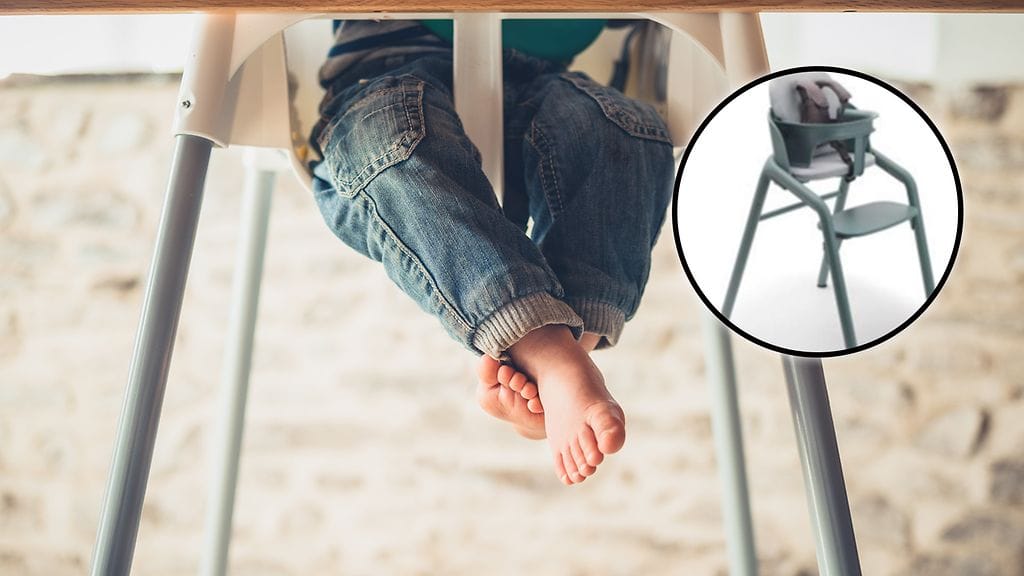 Bugaboon Giraffe-syöttötuolissa (pikkukuvassa) on havaittu loukkaantumisvaara.