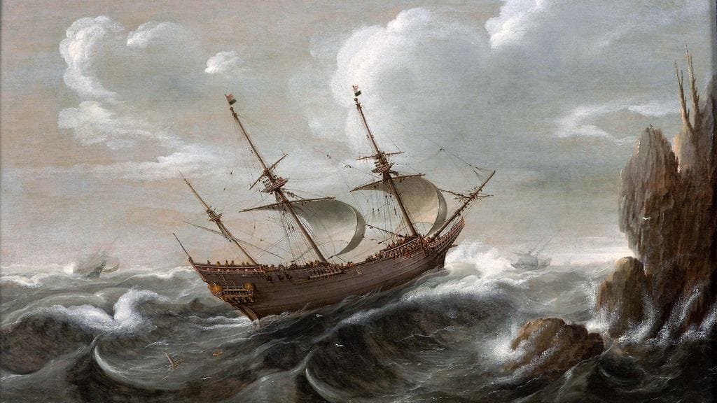 Falken muistutti todennäköisesti Cornelis Verbeeckin vuonna 1625 maalaamaa hollantilaista pinassia.