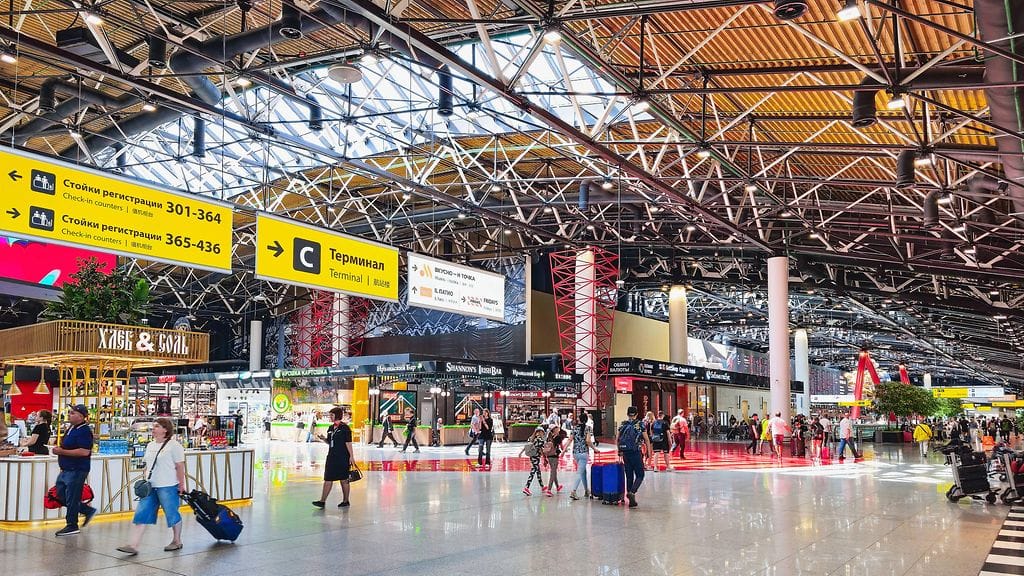 Kuvassa Moskovan Šeremetjevon kansainvälinen lentoasema kesällä 2024.