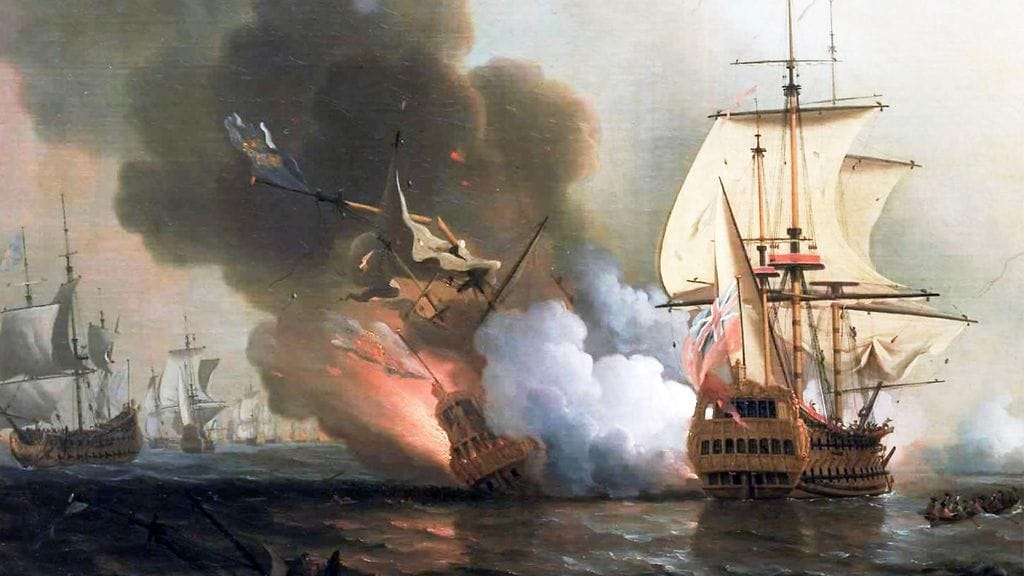 Espanjalainen aarrekaleeri San José räjähti 8. kesäkuuta 1708 törmättyään kapteeni Charles Wagnerin johtamiin kuninkaallisen laivaston aluksiin Kolumbiassa. Tilanteen ikuisti maalaukseen Samuel Scott.