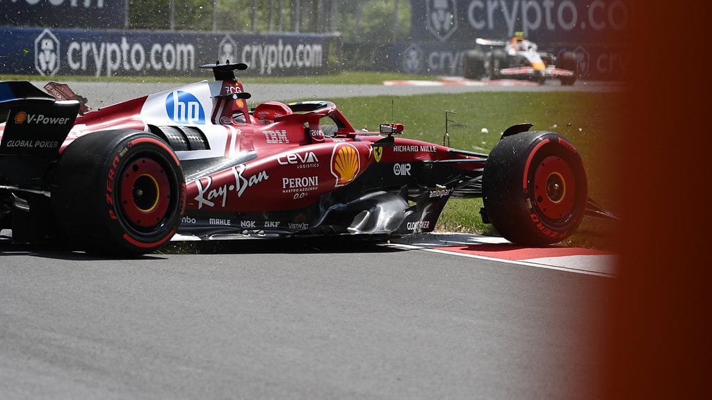 Charles Leclerc ajoi seinään Kanadassa.