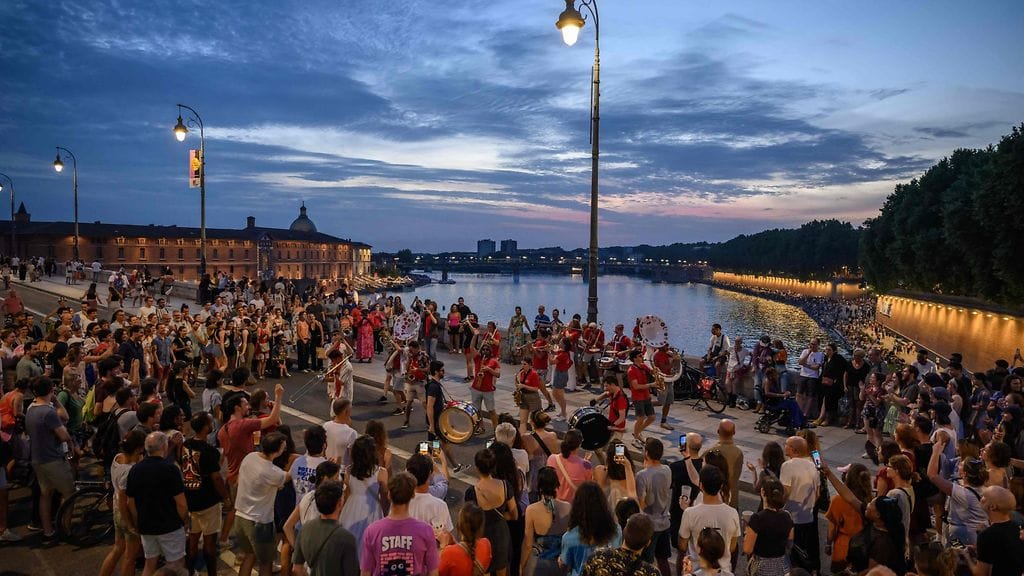 Muusikkoja soittamassa juhlan aikana Toulousessa lauantaina 21. kesäkuuta.