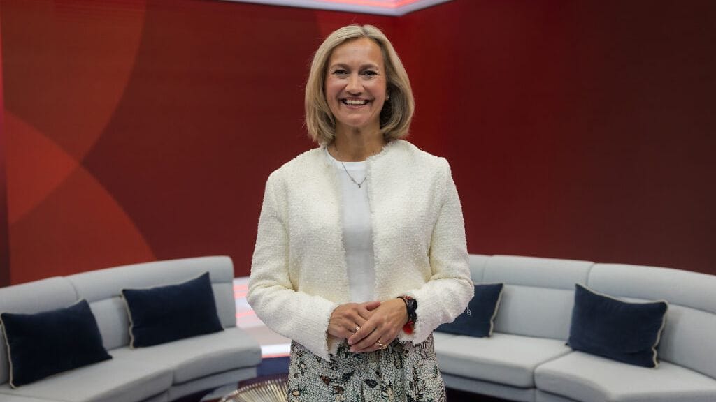 Schibstedin toimitusjohtaja Siv Juvik Tveitnes vieraili keskiviikkona MTV:n tiloissa. Kuva: Onni Ojala.