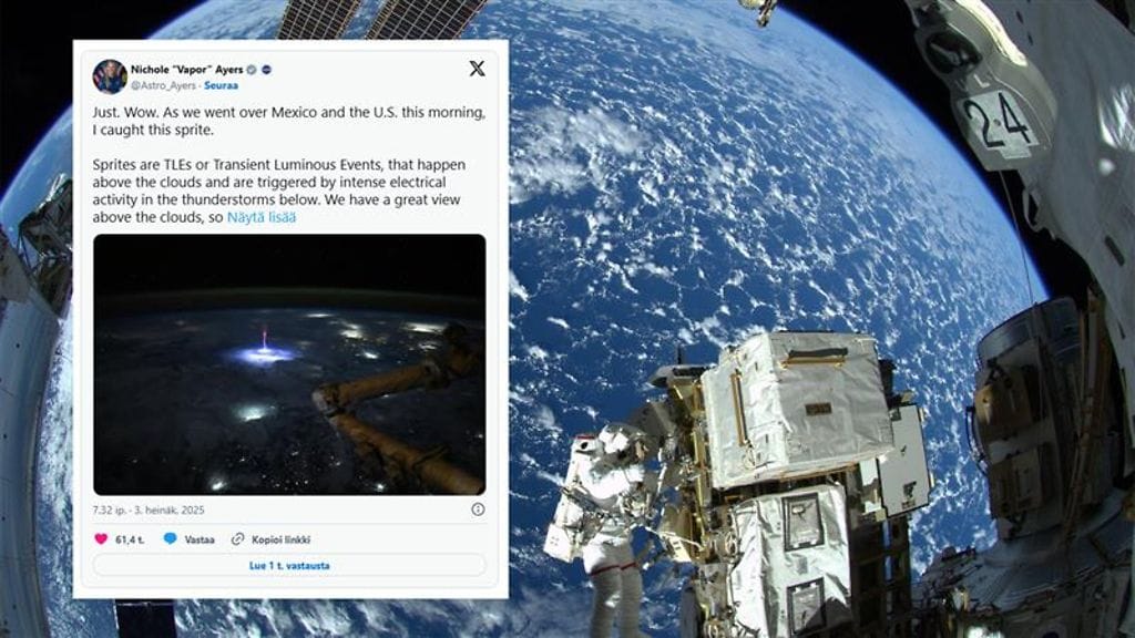 Kansainväliseltä ISS-avaruusasemalta voi hyvin havainnoida pilvien yläpuolella tapahtuvia ilmiöitä. Keijusalamat ovat yksi tällainen ilmiö.