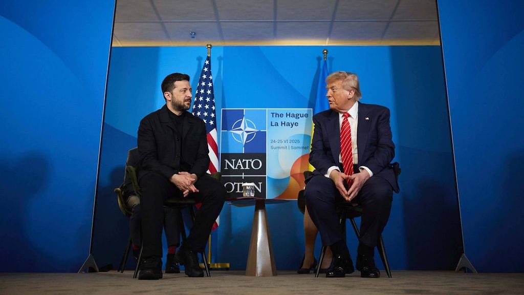 Kuvassa Zelenskyi ja Trump kesäkuussa Haagissa.