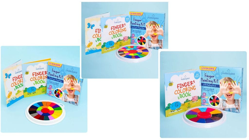 Takaisinveto: TheKiddoSpace, Ulkomainen verkkokauppa, Sormivärisetti for Kids -sormimaalauspakkaus