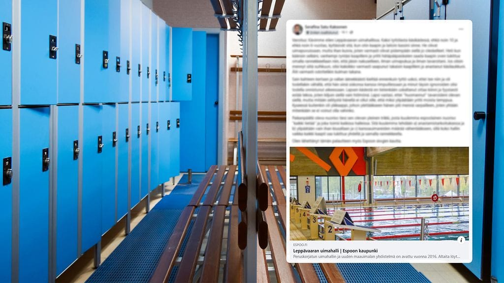 Espoolainen Satu Kaksonen koki oudon hetken tiistaina Leppävaaran uimahallin pukuhuoneessa.