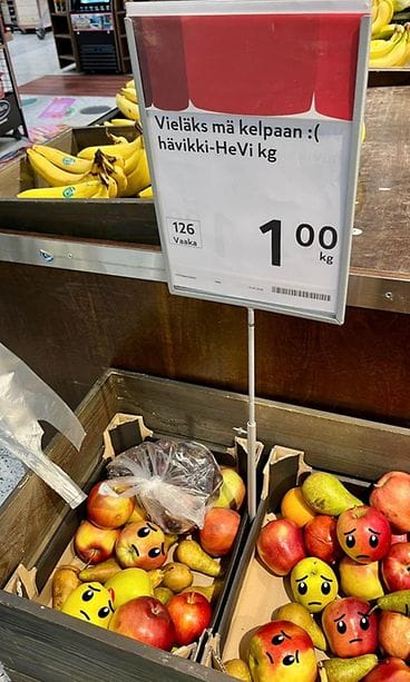 Loimaan K-Citymarketin euron hävikkilaari.