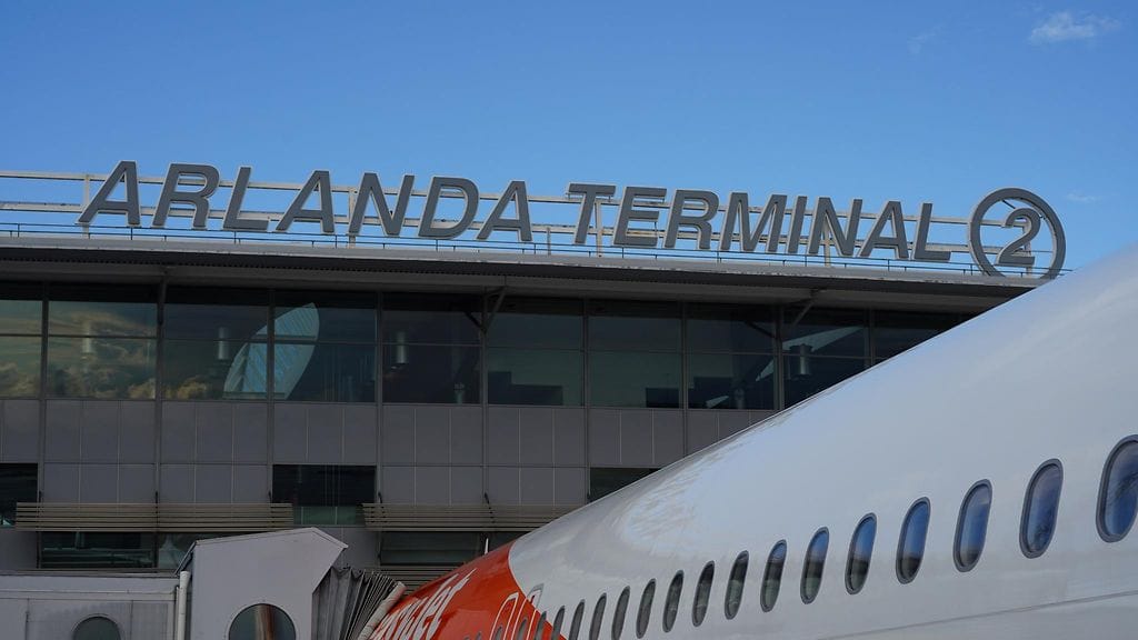 Kuvituskuva Arlandan lentokentältä, jossa humaltunut lentäjä pidätettiin.
