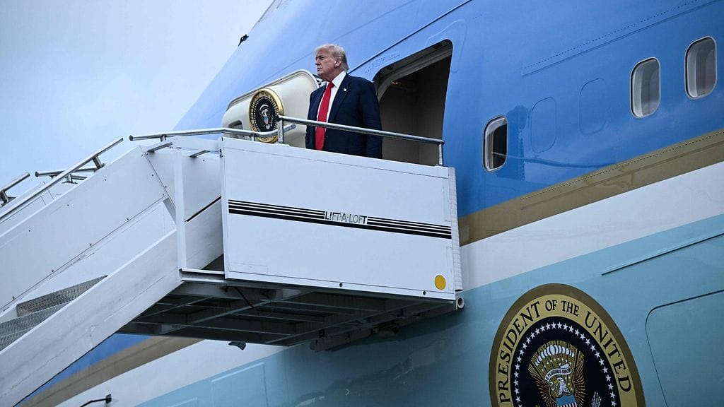 Trump saapui Prestwickin lentokentälle 25. heinäkuuta.
