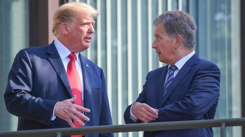 Sauli Niinistö ja Donald Trump kuvattuna Mäntyniemessä 16. heinäkuuta 2018.