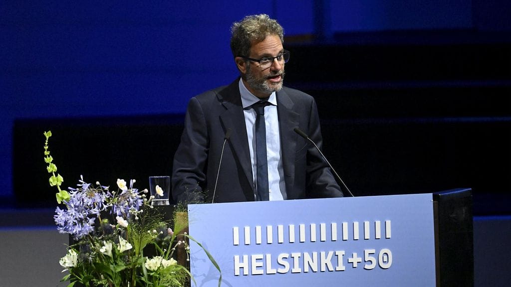 Human Rights Watchin väliaikainen johtaja Federico Borello Helsingin Etyj-konferenssissa 31. heinäkuuta.