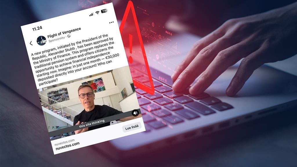 Presidentti Stubbin kasvoja hyödyntävällä videolla korostetaan, ettei kyseessä ole huijaus.