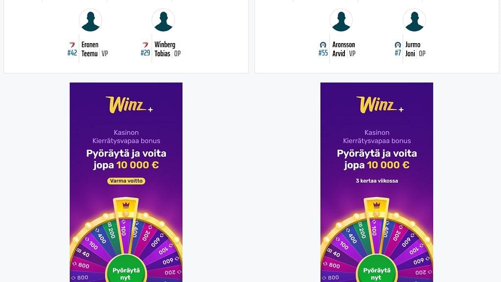 Ruutukaappaus, Liigan sivut