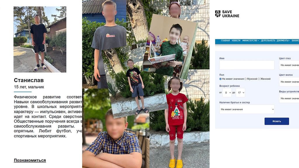 Lapsia kaupitellaan kuvastossa myös ulkonäön perusteella. Kuvat: Mykola Kuleban Facebook-sivu.