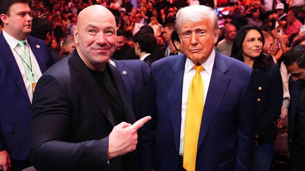 Dana White ja Donald Trump UFC-tapahtumassa viime huhtikuussa.