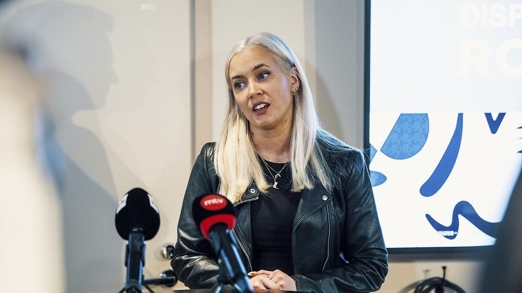 Vihreiden puheenjohtaja Sofia Virta vihreiden eduskuntaryhmän kesäkokouksessa Vaasassa 19. elokuuta 2025.